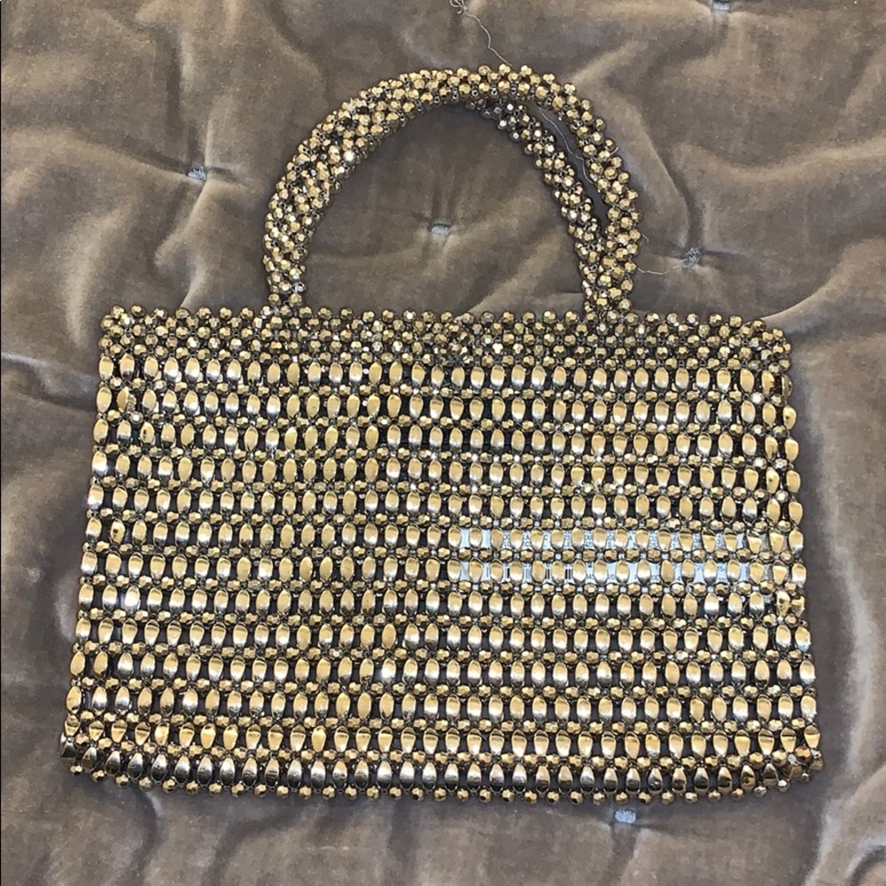 Zara silver beaded purse